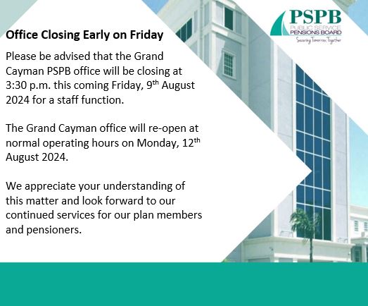 Office Closing Early August 9